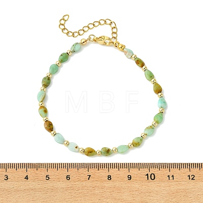 Teardrop Natural Chalcedony & Brass Beaded Bracelets for Women BJEW-JB13960-01-1
