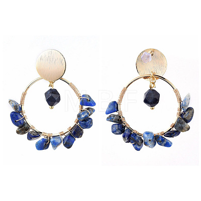 Brass Dangle Stud Earrings EJEW-JE04163-03-1