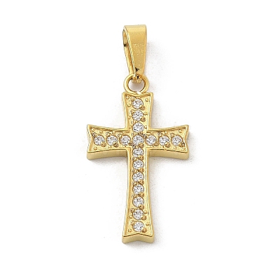 Ion Plating(IP) 304 Stainless Steel Micro Pave Cubic Zirconia Pendants STAS-Z107-08G-04-1