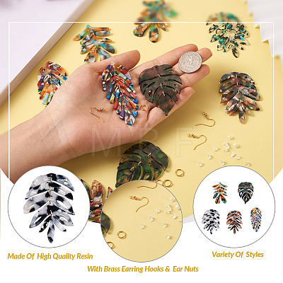 DIY Monstera Leaf Dangle Earring Making Kits DIY-BY0001-38-1