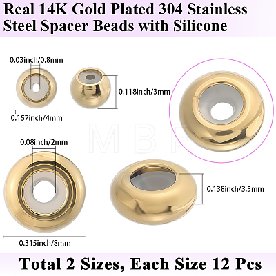 24Pcs 2 Styles 304 Stainless Steel Spacer Beads STAS-BBC0006-99-1