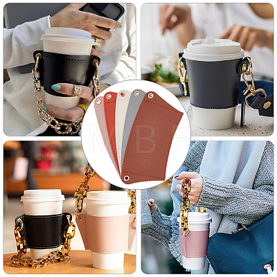 WADORN 5Pcs 5 Colors PU Leather Heat Resistant Reusable Cup Sleeve AJEW-WR0001-58B-1