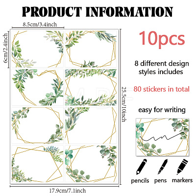 Flower PVC Waterproof Blank Label Stickers STIC-WH0023-003-1