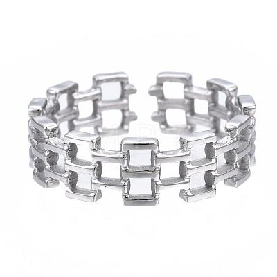 Non-Tarnish 304 Stainless Steel Square Open Cuff Ring RJEW-T023-15P-1