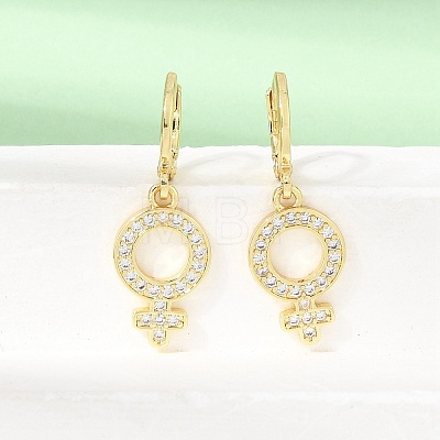 Brass Micro Pave Cubic Zirconia Leverback Dangle Earrings KK-CBA04DC-03G-1