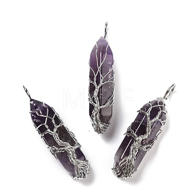 Natural Amethyst Big Pointed Pendants G-I322-02P-05-1