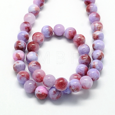 Natural Dyed White Jade Gemstone Bead Strands G-R271-6mm-XP22-1