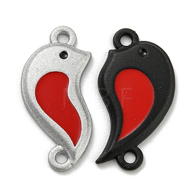 Spray Painted Alloy Couple Heart Connector Charms PALLOY-K018-02-1