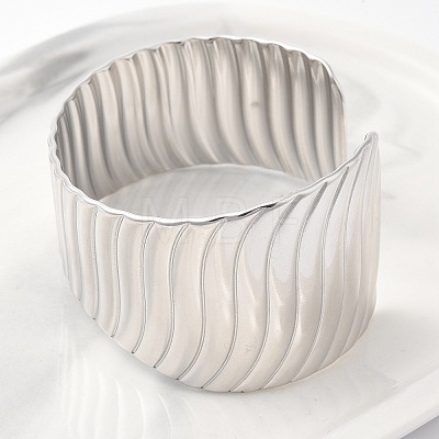 304 Stainless Steel Open Cuff Bangles for Women BJEW-Z086-02P-1