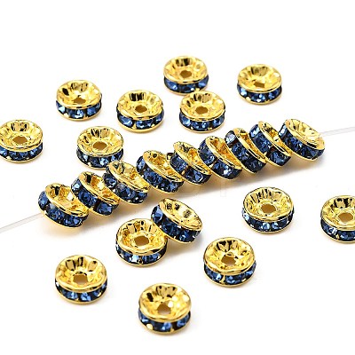 Brass Grade A Rhinestone Spacer Beads RSB038NF-14G-1