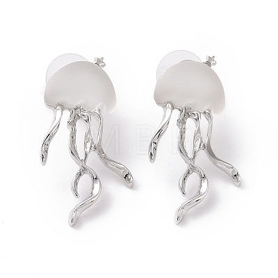 Resin Jellyfish Stud Earrings EJEW-P208-01P-1
