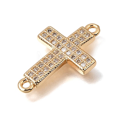 Brass Micro Pave Clear Cubic Zirconia Religion Cross Links Connector Charms CU-K001-01B-G-1