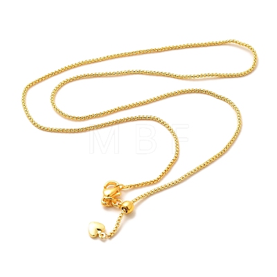 1mm Rack Plating Brass Box Chain Adjustable Slider Necklaces for Women Men MAK-L044-08G-1