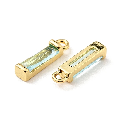 Rack Plating Brass Inlaid Cubic Zirconia Charms ZIRC-C037-08G-06-1