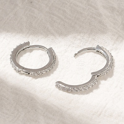 Rack Plating Brass Micro Pave Cubic Zirconia Hoop Earrings EJEW-H143-15P-01-1