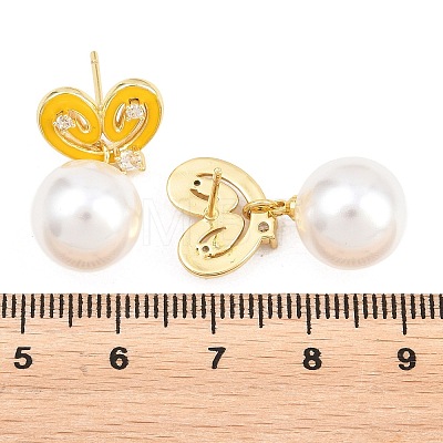 Valentine's Day Brass Clear Cubic Zirconia Dangle Stud Earrings EJEW-Z164-07G-04-1