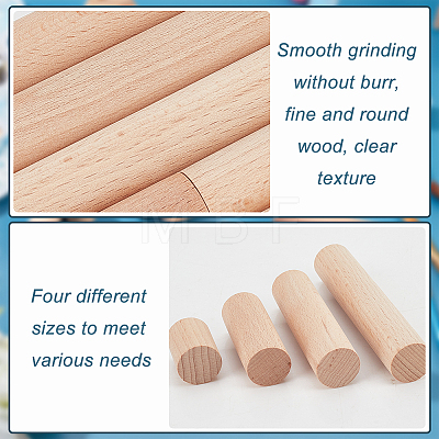  20Pcs 4 Style Round Wooden Sticks WOOD-NB0002-16B-1