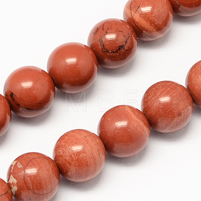 Natural Red Jasper Bead Strands G-R193-11-8mm-1
