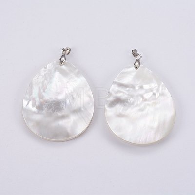 Natural White Shell Mother of Pearl Shell Big Pendants SSHEL-L008-40P-1