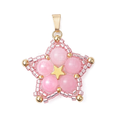 Dyed Natural Yellow Jade Star Pendants PALLOY-JF03116-05-1