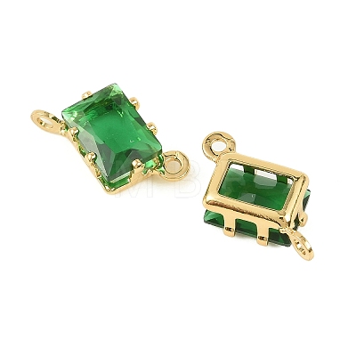 Brass Pave Cubic Zirconia Rectangle Connector Charms KK-P347-05G-03-1