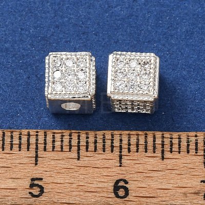 Brass Clear Cubic Zirconia Beads KK-L272-04S-1