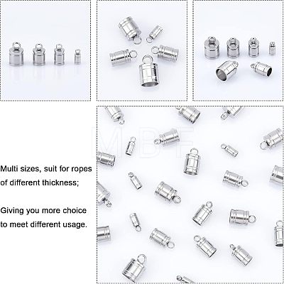 Unicraftale 48Pcs 4 Style 201 Stainless Steel Cord Ends STAS-UN0030-98-1