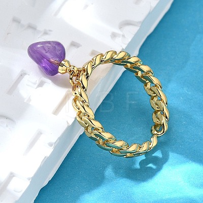 Brass Curb Chain Cuff Rings for Women RJEW-Z085-03G-03-1