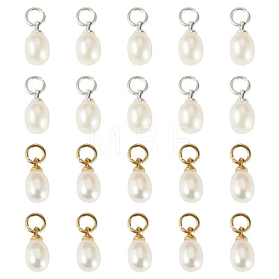 20Pcs 2 Styles Natural Cultured Freshwater Pearl Rice Charms PALLOY-TA00379-1