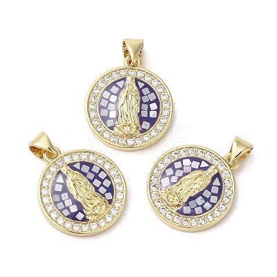 Brass Micro Pave Cubic Zirconia Pendants KK-K385-024G-1