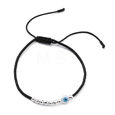 Adjustable Resin Evil Eye & Plastic & Miyuki Seed Braided Beaded Bracelet for Women BJEW-O187-07B-1