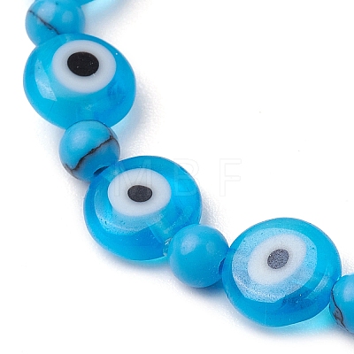 Mixed Gemstones Handmade Evil Eye Lampwork Beaded Stretch Bracelets BJEW-JB10208-1