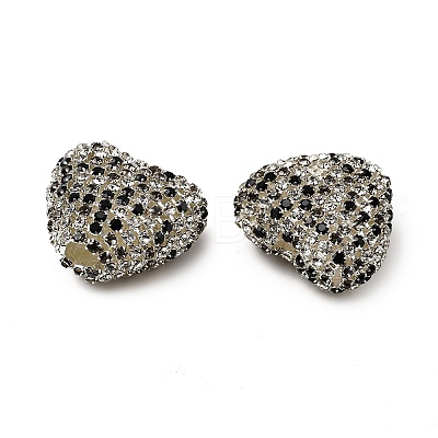 Sparkling Acrylic Heart Beads with Rhinestone Embellishment OACR-NH0001-02B-06-1