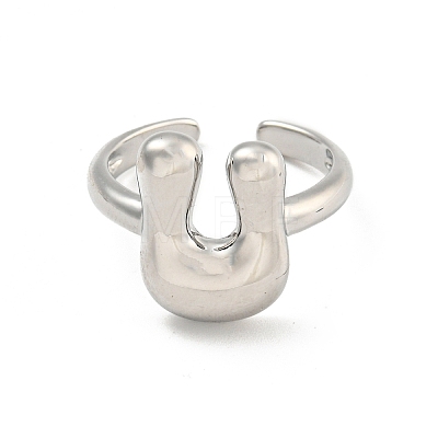 Brass Letter Open Cuff Rings for Women RJEW-G313-01U-P-1