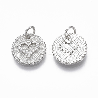 Brass Micro Pave Clear Cubic Zirconia Charms KK-R133-034P-NF-1