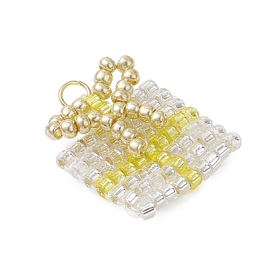 Glass Seed Beaded Christmas Gift Pendants PALLOY-MZ00899-03-1
