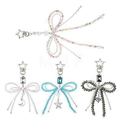Alloy Glass Chip Pendant Decoration HJEW-FZ00040-1