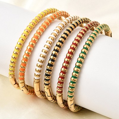 304 Stainless Steel Enamel Bangles for Women BJEW-D408-37G-1