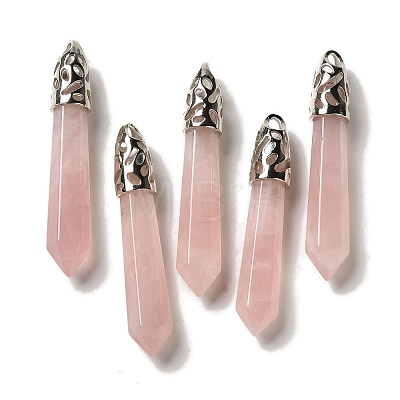 Natural Rose Quartz Pointed Big Pendants G-Z055-01P-14-1