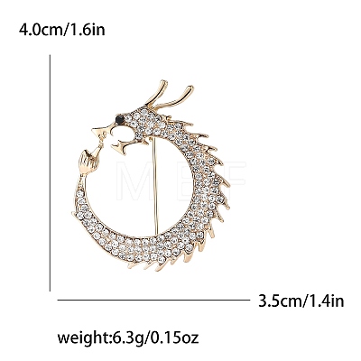 Alloy and Glass Rhinestone Dragon Ring Brooch for Men PW-WG74F5A-04-1