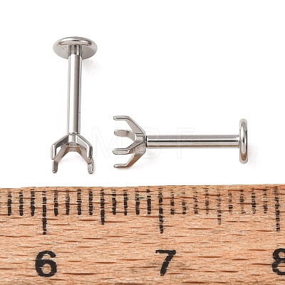 304 Stainless Steel Prong Earring Settings SA-CBA8B85-11B-02-1