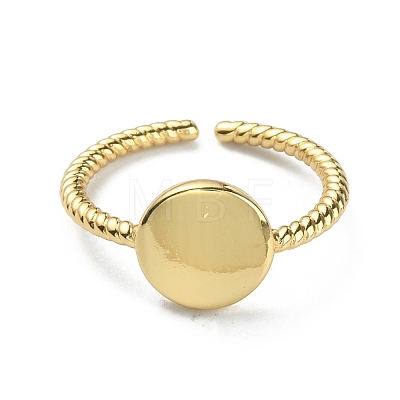 Brass Flat Round Open Cuff Ring RJEW-WH0004-25G-1