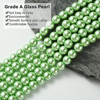 Eco-Friendly Glass Pearl Beads Strands HY-A008-8mm-RB008-1