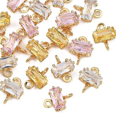 SHEGRACE Brass Pave Cubic Zirconia Rectangle Connector Charms XGRQ2O369-438G-1