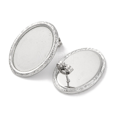 304 Stainless Steel Oval Stud Earrings EJEW-D281-19S-1