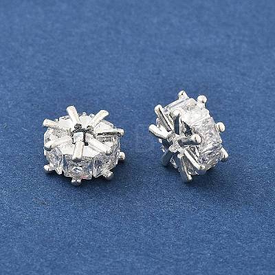 Brass Micro Pave Cubic Zirconia Beads KK-R216-02S-1