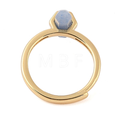 Double Pointed Hexagonal Prism Natural Blue Aventurine Adjustable Rings for Women RJEW-G327-01G-07-1