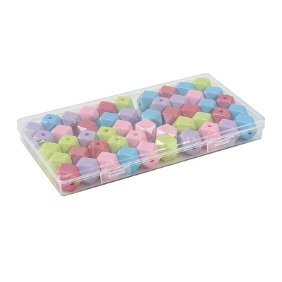 50Pcs 5 Colors UV Plating Opaque Acrylic Beads OACR-FS0002-87-1