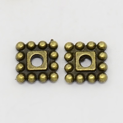 4 Colors Tibetan Style Beads Alloy Square Spacer Beads TIBEB-00697-M-A-NR-1