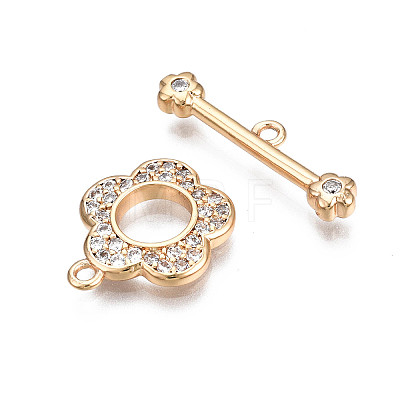 Brass Micro Pave Clear Cubic Zirconia Toggle Clasps X-KK-Q278-013-NF-1